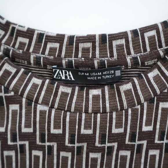 Zara Retro Geometric Long Sleeve Top | M - Picture 2 of 4